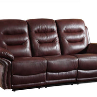 44" Comfortable Burgundy Leather Sofa