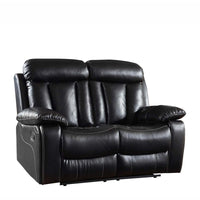 42" Sturdy Black Leather Loveseat