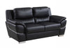 37" Chic Black Leather Loveseat