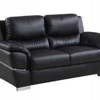 37" Chic Black Leather Loveseat