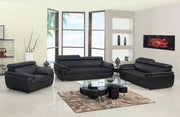 86" Captivating Black Leather Sofa