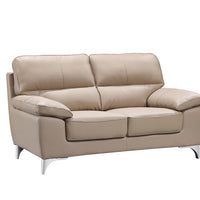 37" Classy Beige Leather Loveseat