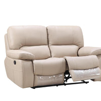 41" Sleek Beige Leather Loveseat