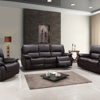 123" Sleek Brown Leather Sofa Set