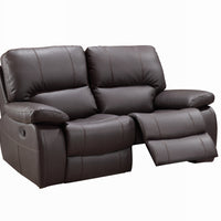 41" Sleek Brown Leather Loveseat