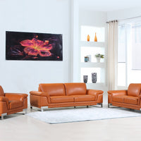 96" Lovely Camel Leather Sofa Set