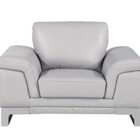 32" Grey Lovely Light Leather Chair