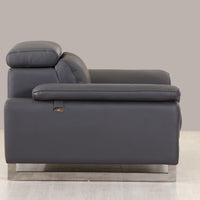 31" Tasteful Dark Grey Leather Chair