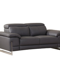 31" Tasteful Dark Grey Leather Loveseat