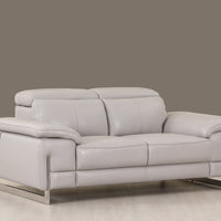 31" Tasteful Light Grey Leather Loveseat