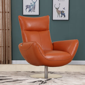 43" Orange Contemporary Leather Lounge Chair