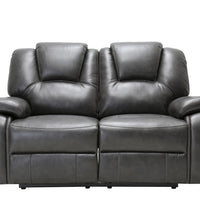 40" Contemporary Grey Leather Power Reclining Loveseat