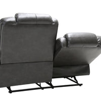 40" Contemporary Grey Leather Power Reclining Loveseat