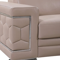 29to 38" Modern Beige Leather Loveseat