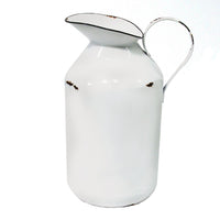 Decorative White Enamel Milk Jug