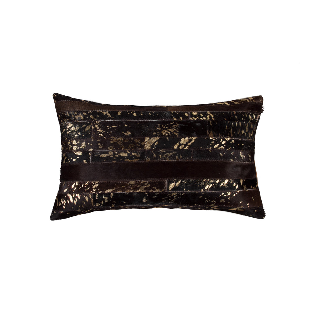 Torino Madrid Pillow 12" X 20" - Chocolate & Gold