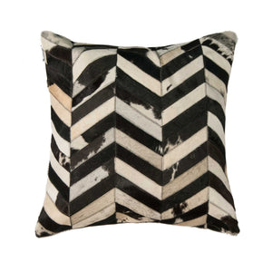 Torino Classic Large Chevron Cowhide Pillow 22" X 22" - Black-White