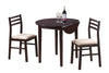 32.5" Cappuccino Solid Wood, Foam, and Beige Polyester Three Pieces Dining Set