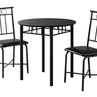 35" Black Leather Look Foam and Metal Three Pieces Dining Set