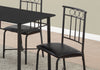 35.5" Black Leather Look Polyurethane, Foam, and Metal Five Pieces Dining Set