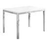 30" White Particle Board, MDF, and Chrome Metal Dining Table