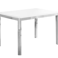 30" White Particle Board, MDF, and Chrome Metal Dining Table