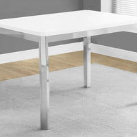 30" White Particle Board, MDF, and Chrome Metal Dining Table