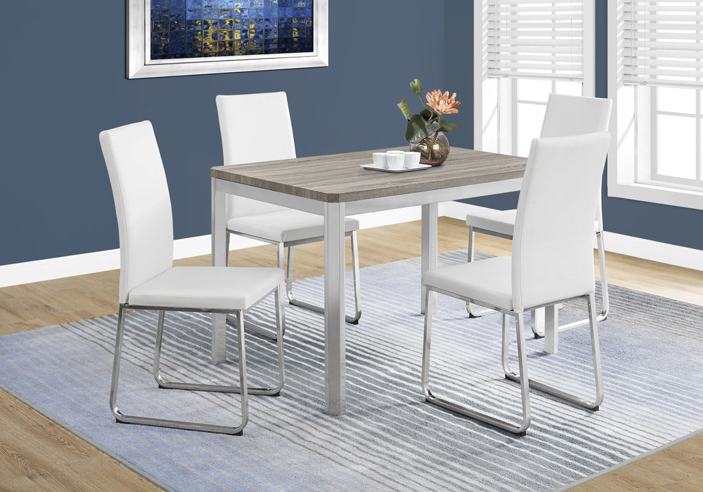 30" Dark Taupe Particle Board, Hollow Core, MDF, and Chrome Metal Dining Table