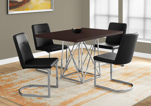 31" Cappuccino Particle Board, Laminate, and Chrome Metal Dining Table