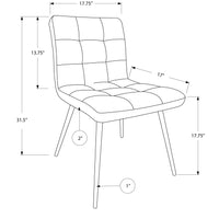 Two 31.5" Grey Leather Look, Foam, Polyurethane, and Chrome Metal Dining Chairs