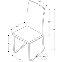 Two 39.5" White Leather Look, Foam, and Chrome Metal Dining Chairs