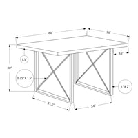 30" White Glossy Particle Board, Hollow Core, MDF, and White Metal Dining Table