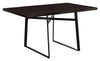 30" Cappuccino Particle Board, Hollow Core, and Black Metal Dining Table