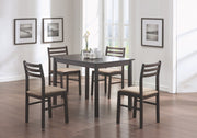 32.5" Cappuccino Solid Wood, MDF, Foam, & Beige Polyester Five Pieces Dining Set