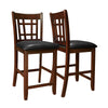 Two 82" Cappuccino Solid Wood & MDF Dining Chairs with Black Leather Look Seats