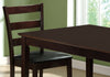 34.5" Cappuccino Solid Wood, MDF, and Black Foam Five Pieces Dining Set