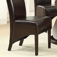 Two 40.5" Dark Brown Leather Look Solid Wood, MDF, and Foam Dining Chairs