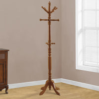 COAT RACK - 73"H - OAK WOOD TRADITIONAL STYLE