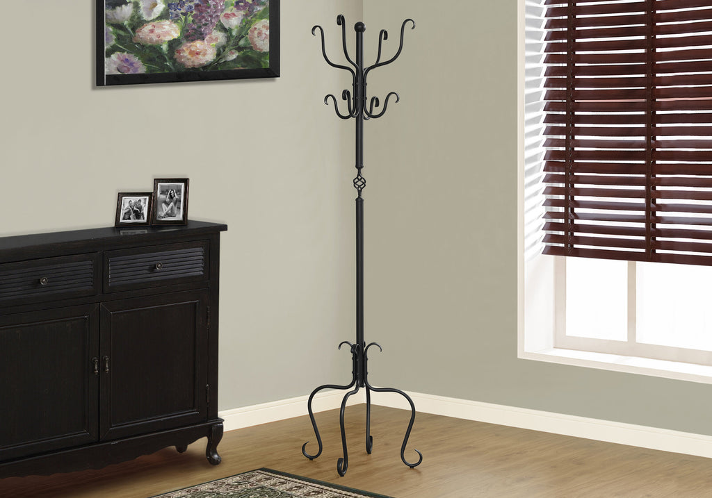 COAT RACK - 74"H - TRADITIONAL HAMMERED BLACK METAL