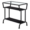 ACCENT TABLE - 22"H - CAPPUCCINO - BLACK - TEMPERED GLASS