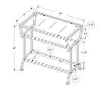 ACCENT TABLE - 22"H - DARK TAUPE - BLACK - TEMPERED GLASS