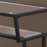 ACCENT TABLE - 22"H - DARK TAUPE - BLACK - TEMPERED GLASS