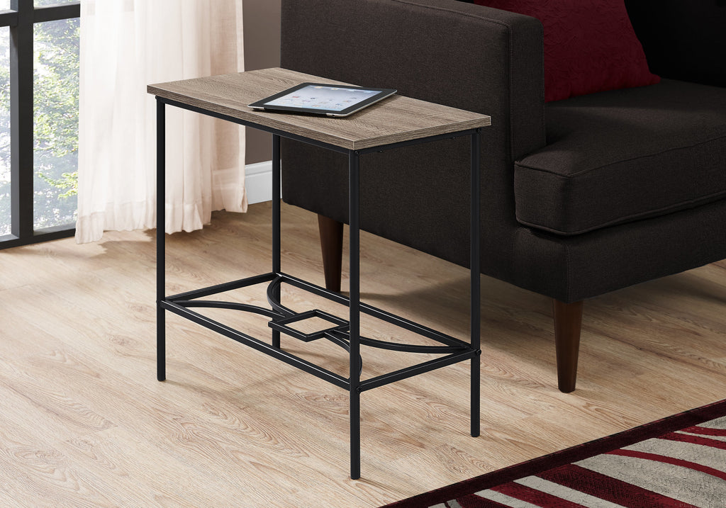 ACCENT TABLE - 22"H - DARK TAUPE - BLACK METAL