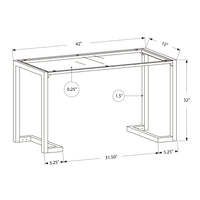 ACCENT TABLE - 42"L - SILVER -TEMPERED GLASS HALL CONSOLE