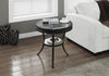 ACCENT TABLE - 22"DIA - BLACK WITH TEMPERED GLASS