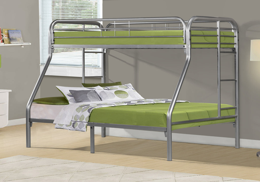 BUNK BED - TWIN - FULL SIZE - SILVER METAL