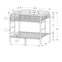 BUNK BED - FULL - FULL SIZE - SILVER METAL