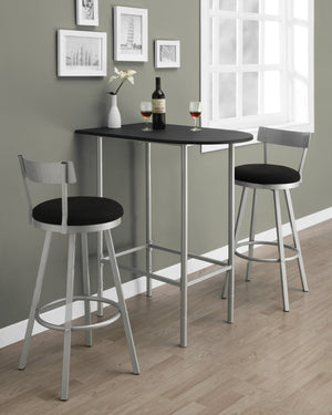 HOME BAR - 24"X 36" - BLACK - SILVER METAL SPACESAVER