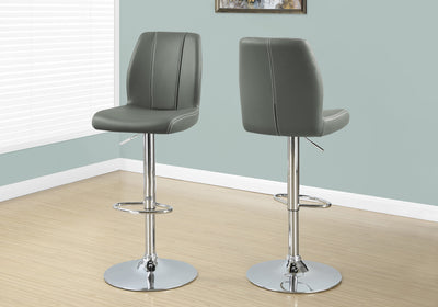 BARSTOOL - 2PCS - GREY - CHROME METAL HYDRAULIC LIFT