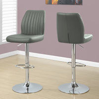 BARSTOOL - 2PCS - GREY - CHROME METAL HYDRAULIC LIFT